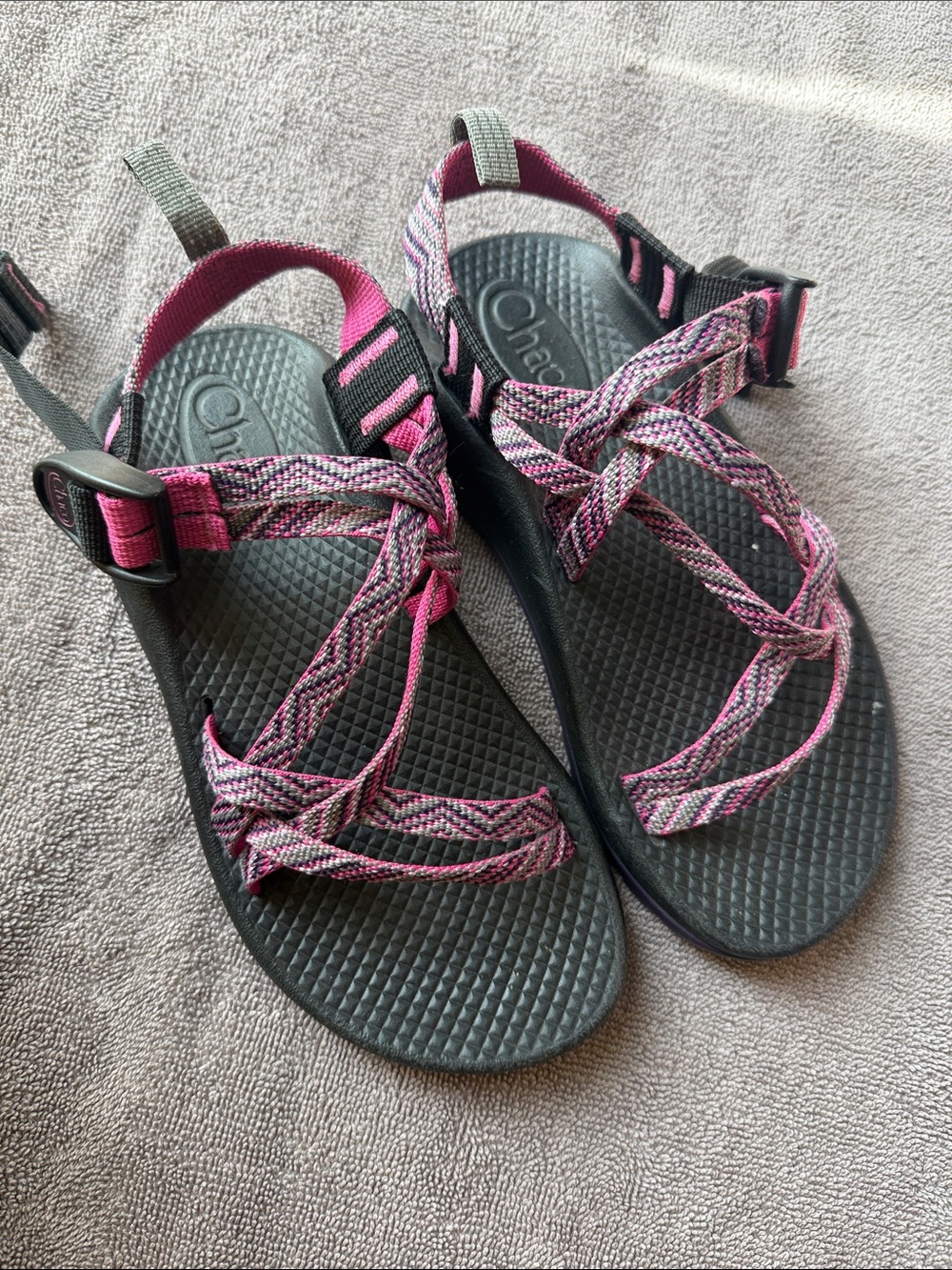 Chaco Girls Pink and Black Strappy Sandals
